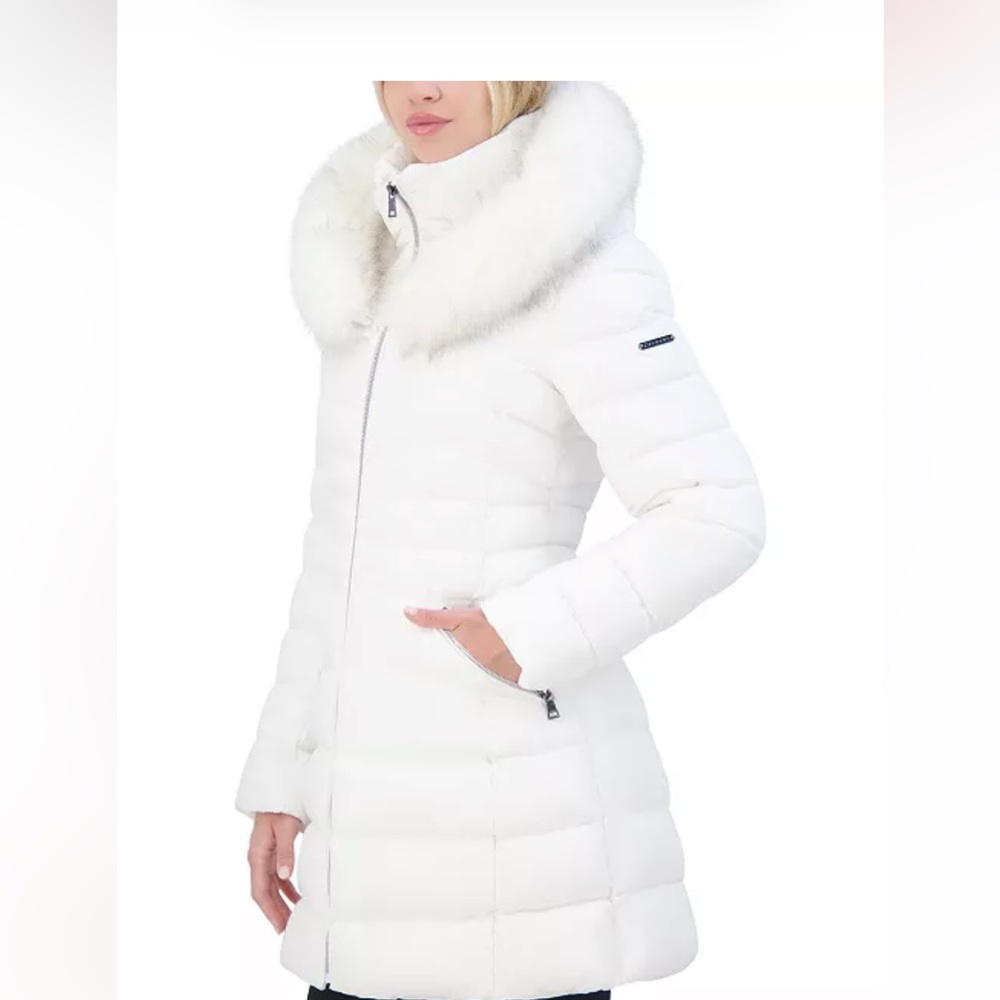 Laundry by Shelli Segal Women's Faux-Fur-Trim Hooded Puffer Coat size M - Picture 3 of 13
